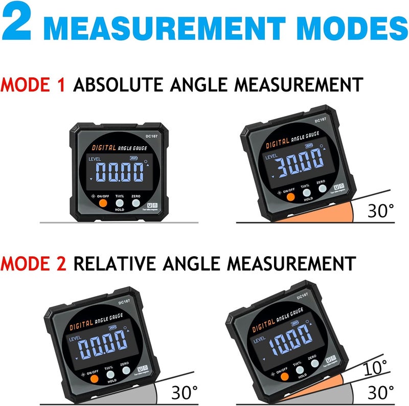 COROLLATA Digital Angle Finder with Electronic Laser - 4-side Strong Magnetic Angle Gauge, Cube Inclinometer with Backlight, Table Saw Miter Protractor, Woodworking Measuring Tool, Level Box for Hanging - Image 2